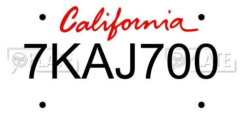 7KAJ700 California License Plate