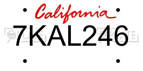 7KAL246 California License Plate