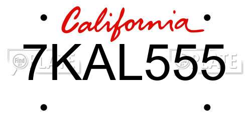 7KAL555 California License Plate