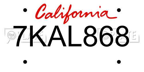 7KAL868 California License Plate