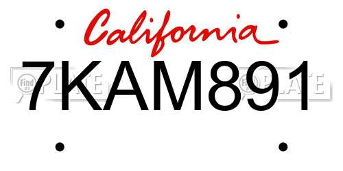 7KAM891 California License Plate