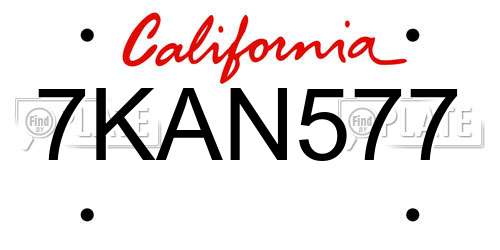 7KAN577 California License Plate