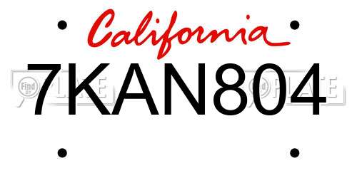 7KAN804 California License Plate