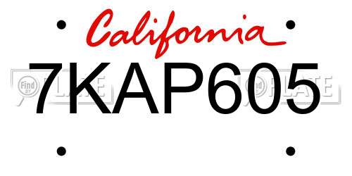 7KAP605 California License Plate