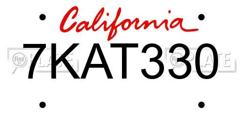 7KAT330 California License Plate