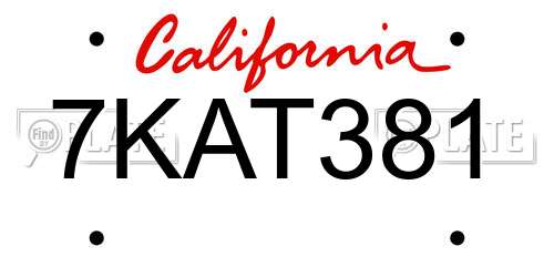 7KAT381 California License Plate