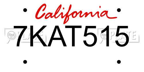 7KAT515 California License Plate