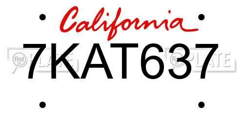 7KAT637 California License Plate