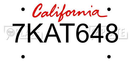 7KAT648 California License Plate