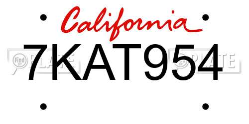 7KAT954 California License Plate