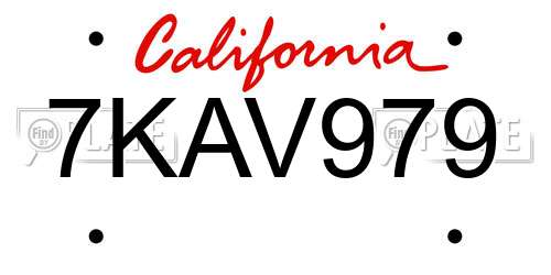 7KAV979 California License Plate