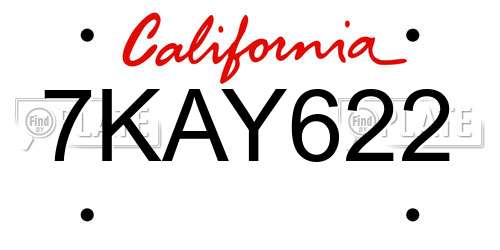 7KAY622 California License Plate