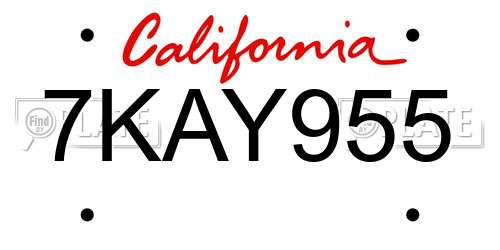 7KAY955 California License Plate