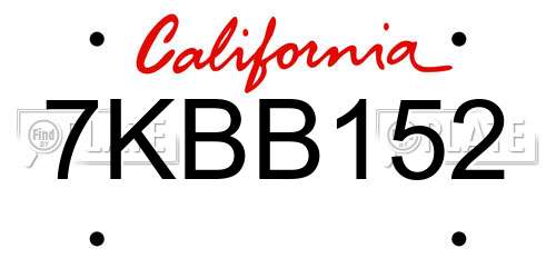 7KBB152 California License Plate