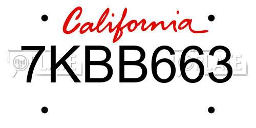 7KBB663 California License Plate