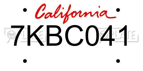7KBC041 California License Plate