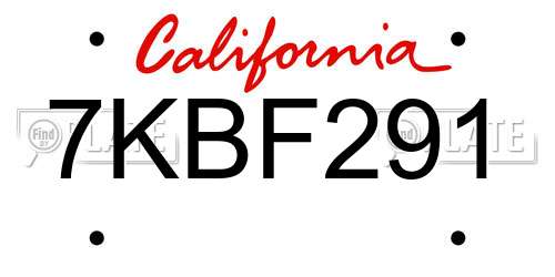 7KBF291 California License Plate