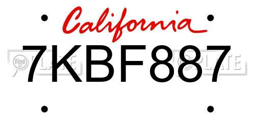 7KBF887 California License Plate