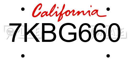 7KBG660 California License Plate