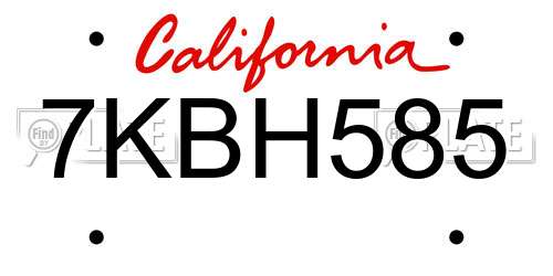 7KBH585 California License Plate