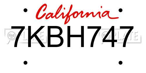 7KBH747 California License Plate