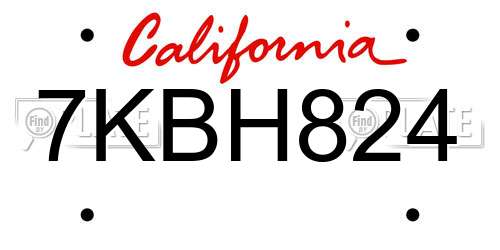 7KBH824 California License Plate