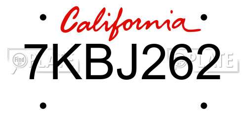 7KBJ262 California License Plate