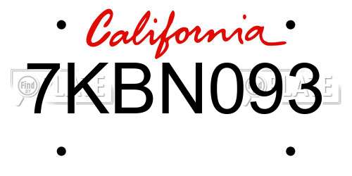 7KBN093 California License Plate