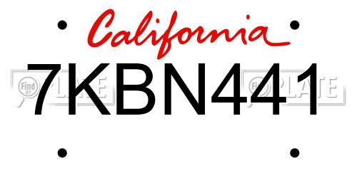 7KBN441 California License Plate