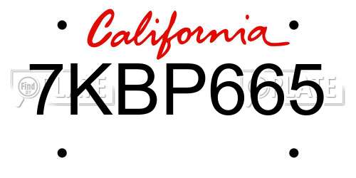 7KBP665 California License Plate