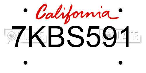7KBS591 California License Plate