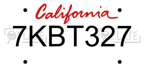 7KBT327 California License Plate