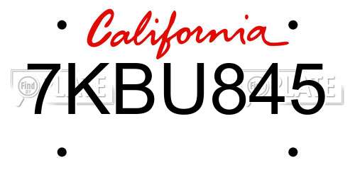 7KBU845 California License Plate