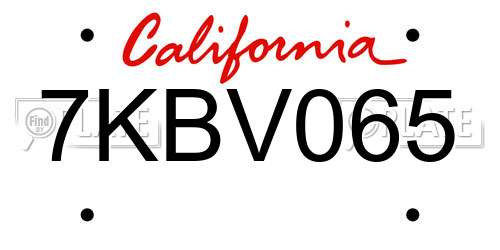 7KBV065 California License Plate