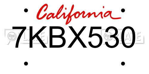 7KBX530 California License Plate