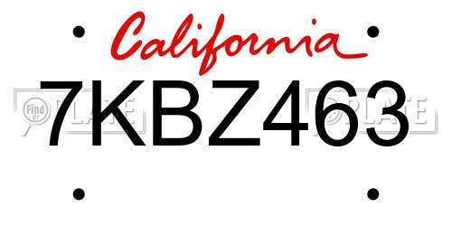 7KBZ463 California License Plate
