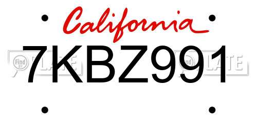 7KBZ991 California License Plate
