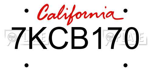 7KCB170 California License Plate