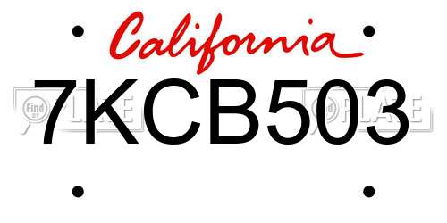 7KCB503 California License Plate
