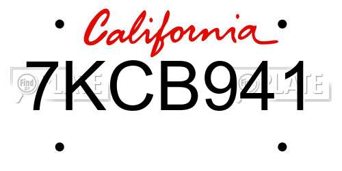 7KCB941 California License Plate