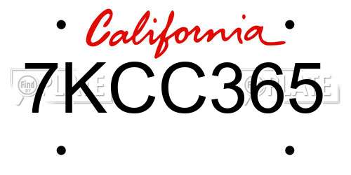 7KCC365 California License Plate