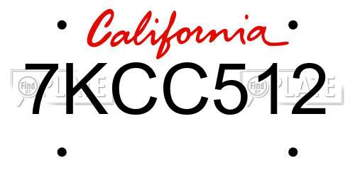 7KCC512 California License Plate