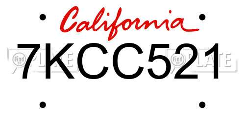 7KCC521 California License Plate
