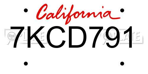 7KCD791 California License Plate
