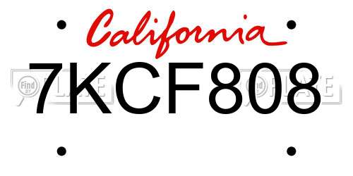 7KCF808 California License Plate