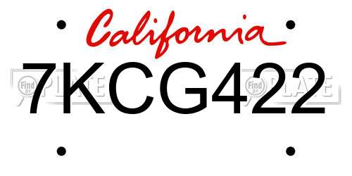 7KCG422 California License Plate