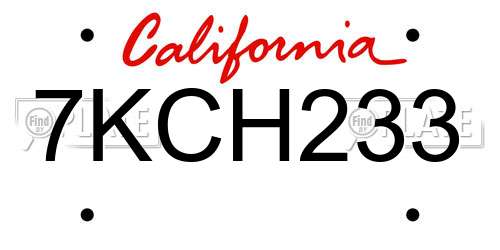 7KCH233 California License Plate