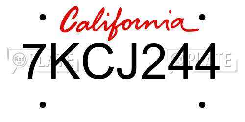 7KCJ244 California License Plate