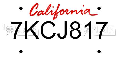 7KCJ817 California License Plate