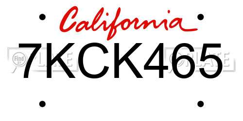 7KCK465 California License Plate